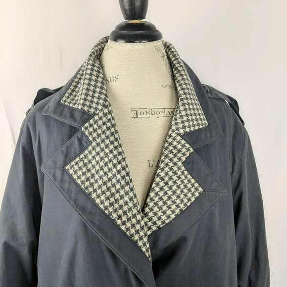 Vintage Louis Feraud Gray Herringbone Trench Coat - Picture 5 of 10